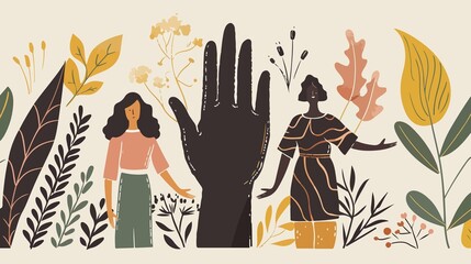 Diverse Multiethnic Group Gesturing with Open Hands in Black Design