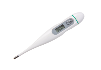 Medical digital thermometer isolated on white, transparent. Body temperature 36.8 Celcius degrees