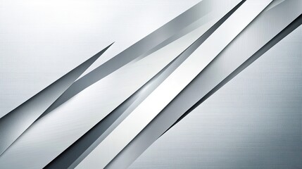 Minimalist abstract design with a silver and white gradient background, featuring fine metallic textures and geometric lines.
