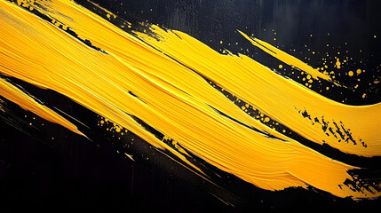 Abstract yellow brush strokes on dark.