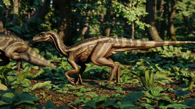 Velociraptor dinosaur in the wilderness