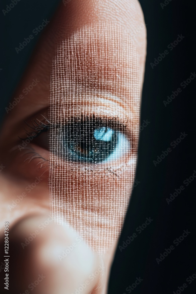 Fototapete Futuristic Biometric Iris Scan with Digital Lock Interface Cutting-Edge Cybersecurity Graphics for Tech-Driven Identity Verification Systems in Business Applications