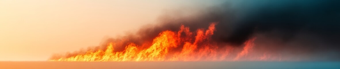 Naklejka premium Vivid Wildfire Smoke Graph on Hillside Textured Smoke Pillars in Climate Crisis Imagery for Environmental Journalism and Policy Advocacy