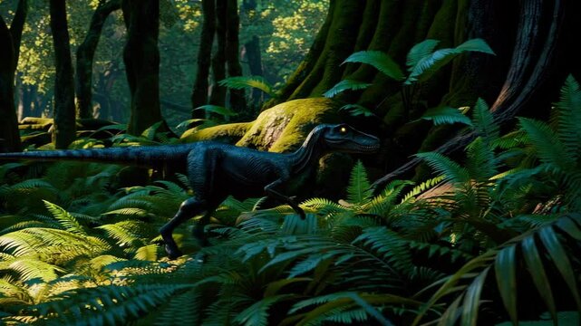 Velociraptor dinosaur in the wilderness