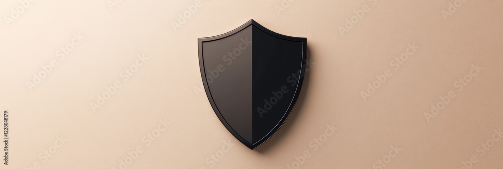 Poster Shield emblem with a sleek black design on a light background for protection and security representation. Generative AI