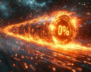 Glowing Digital Progress Bar with Advancing Numbers Towards 100 Completion