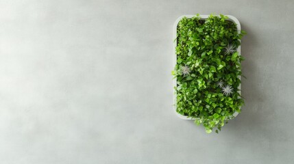 Biophilic Home Office Vertical Garden with Wall-Mounted Planter and Air Plants - Eco-Therapeutic Workspace for Interior Design and Creative Productivity