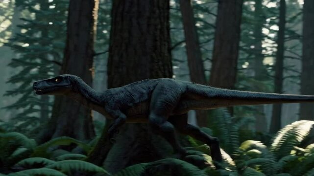 Velociraptor dinosaur in the wilderness