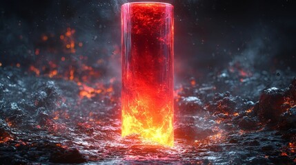 Glowing Red Progress Bar Filling with Molten Fluid Against Dark Background