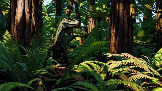 Velociraptor dinosaur in the wilderness