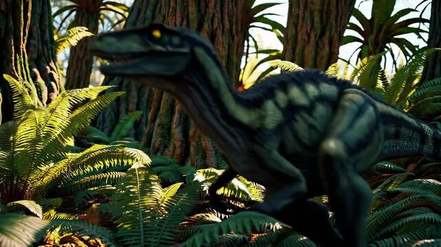 Velociraptor dinosaur in the wilderness