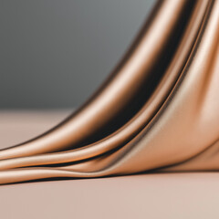Draped metallic fabric in soft light | Smooth and reflective gold-toned textile with elegant folds and shadows, luxury material texture, abstract background
