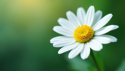 Obraz premium Delicate chamomile flower, white petals, yellow center , flower, single