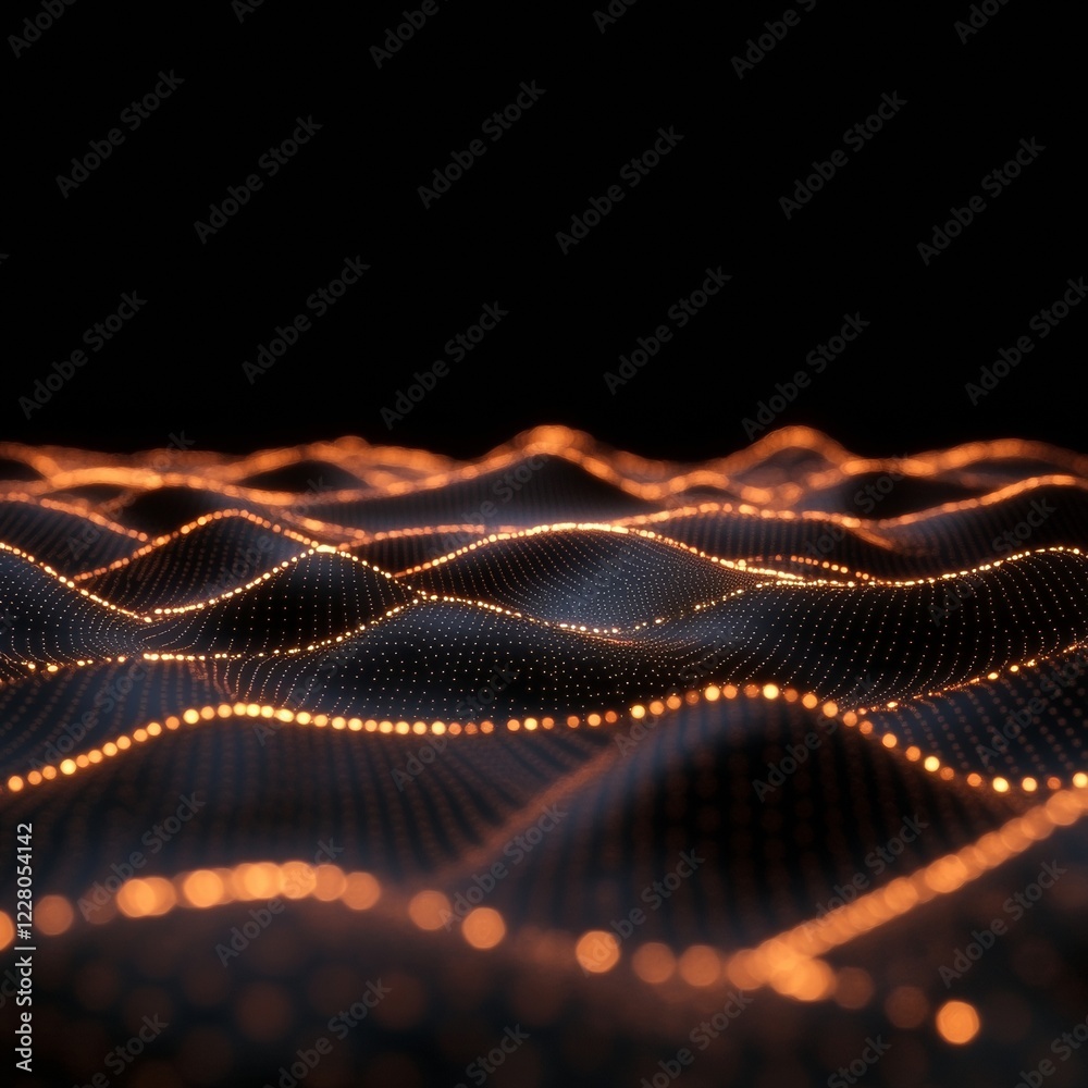 Poster Futuristic Grid Network Glowing Digital Mesh of Connections and Data Visualization for Cyber Innovation in Tech and Business Strategy Applications