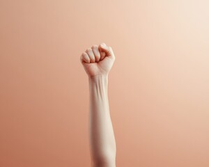 Vivid Expression and Communication Art Raised Fist on Warm-Toned Canvas - Contemporary Social Graphics and Event Marketing Tool for Cultural Engagement