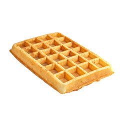 A golden-brown waffle, freshly baked and ready to enjoy.  Perfect for breakfast or a sweet treat. Isolated on a transparent background, PNG. Generative Ai.