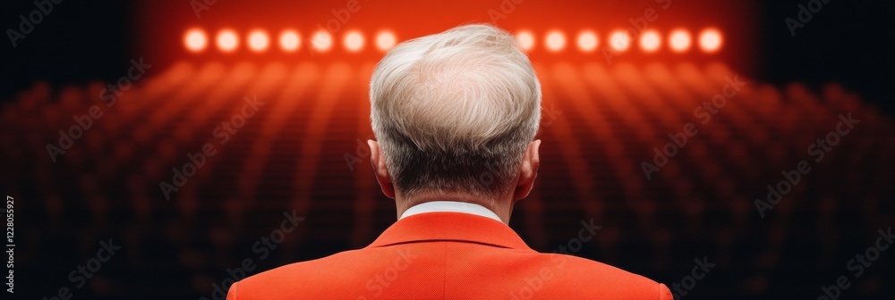 Aufkleber vivid retro aesthetic captivating stage performance with orange lighting - multimedia event coverage
