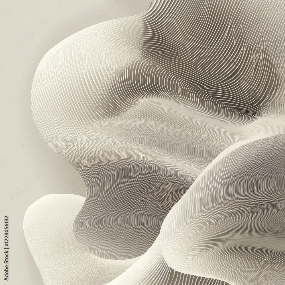 Poster textured beige wall with flowing patterns creating a modern artistic effect in a minimalistic interi