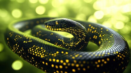 Fototapeta premium Snake with Black and Yellow Patterned Skin
