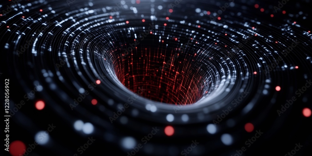 Fototapete Modern Data Vortex Sleek Digital Network Visual with Luminescent Nodes and Circuit Paths - Next-Gen Tech Design for Enhanced Online Communication and Data Flow Visualization