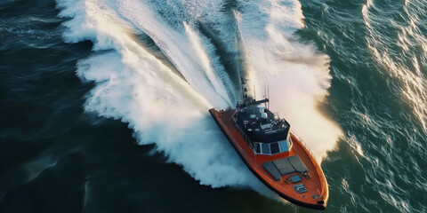 U.S. Coast Guard Boat Tackling Waves Near San Francisco Bay in Rescue Training