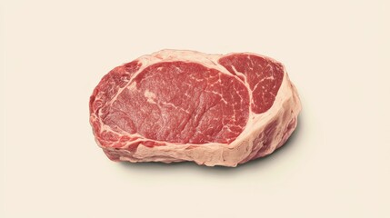 Fototapeta premium Raw ribeye steak isolated on white background.
