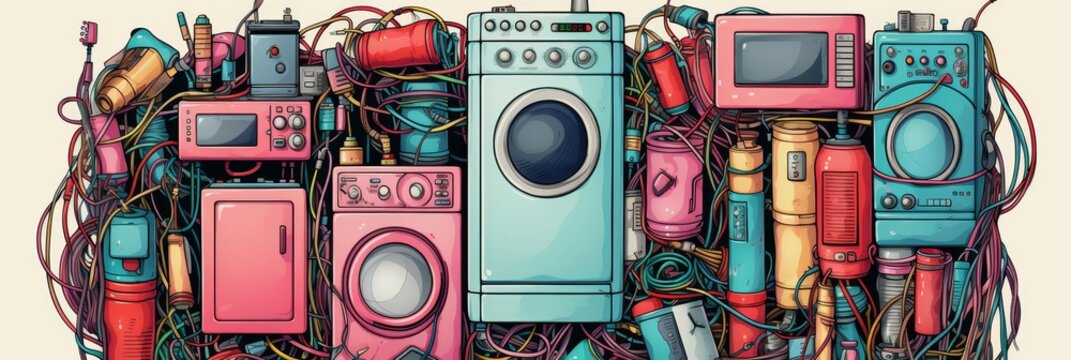 Wiring diagram for household appliances  refrigerator and washing machine connections simplified