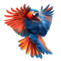 Obraz premium Colorful macaw spreads its vibrant wings in an artistic display of beauty isolated on transparent background