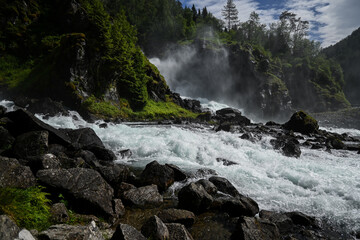 waterfall in the mountains