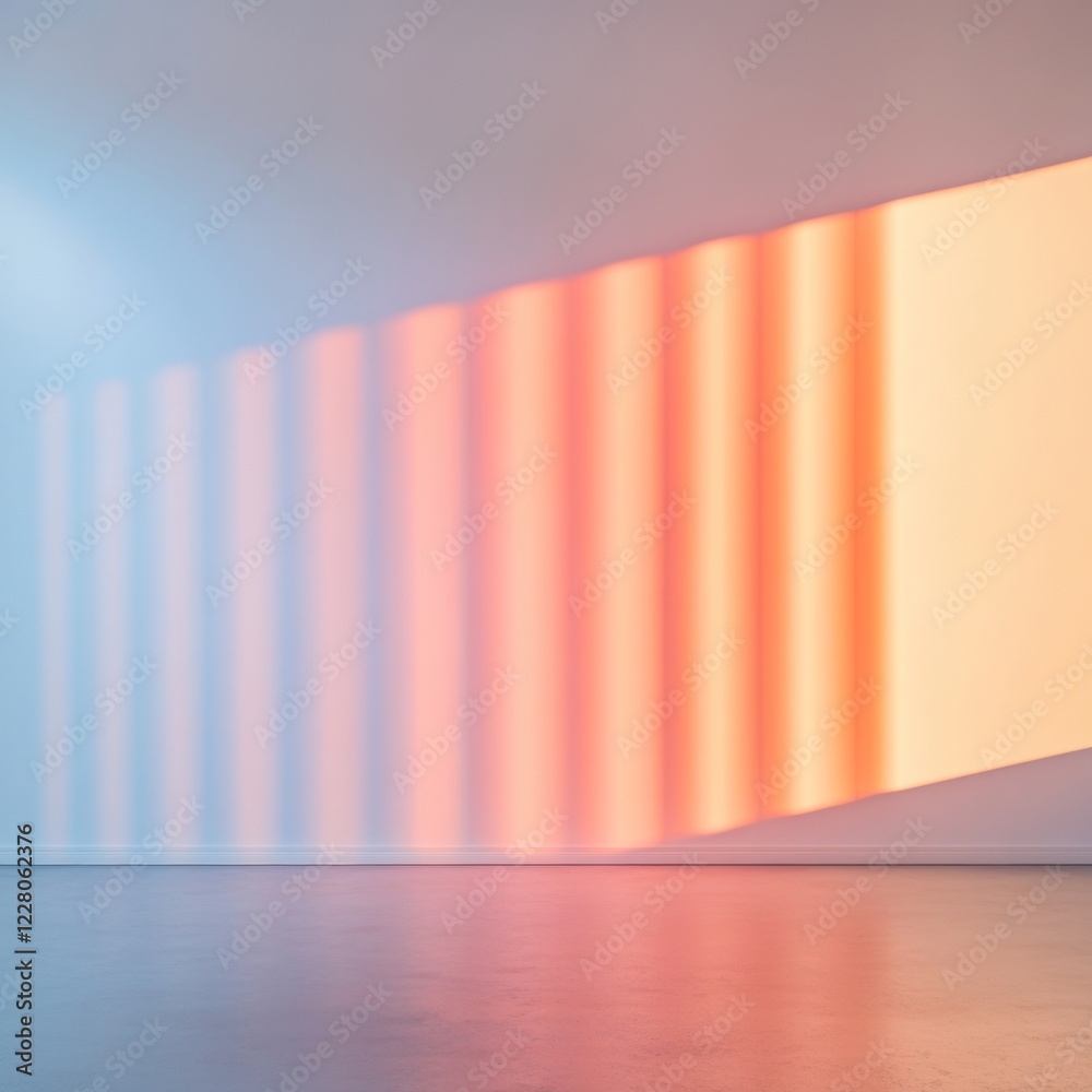 Poster gradient light installation abstract day-night cycle with circadian rhythm enhancements on white wal