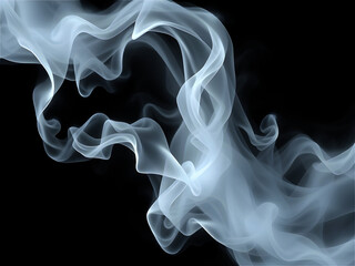 Smoke white waves floating on black background, perfect for abstract, artistic, and cinematic designs