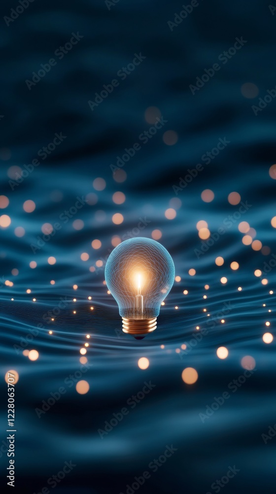 Aufkleber Futuristic Lightbulb Visualization Illuminating Business Innovation with Glowing Tech Textures for Creative Branding and Strategic Market Insights in a Digital Landscape