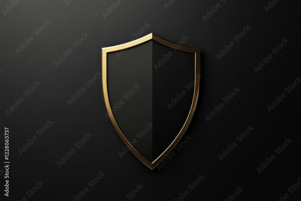 Poster stylish black and gold shield design with a modern look against a dark background. generative ai
