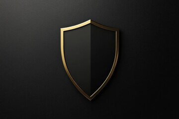 Stylish black and gold shield design with a modern look against a dark background. Generative AI