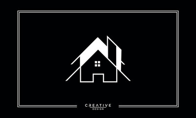 Line art logo icon of a modern house or home / real estate industry business