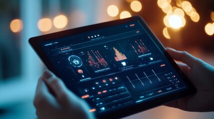 Tech-Infused Minimalist Home Interactive Tablet with Smart Home Dashboard in Modern Living Room - Efficient Automation and Energy Management Solutions