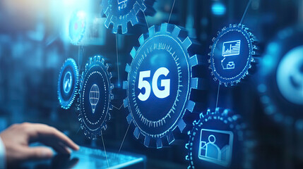 5G Network Connection on Tablet, Technology, Digital, and Future Concepts, Hand Holding Tablet with 5G, Network, Communication, and Technology Symbol