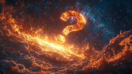 Glowing Cosmic Question Mark   Mysteries of the Universe Explored
