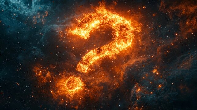 Cosmic Galaxy Shaped Like Glowing Question Mark   Mystery of Life and Universe Concept