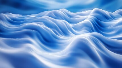 Obraz premium Abstract Blue Wavy Landscape Digital Art