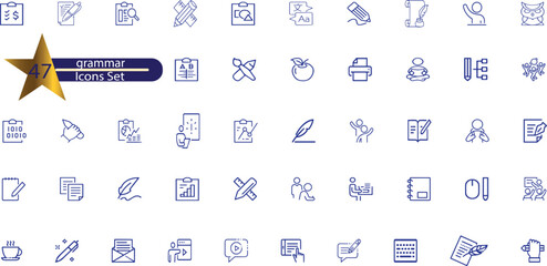 grammar icon set. containing Language Skills, Grammar Checkers, Pragmatic Understanding