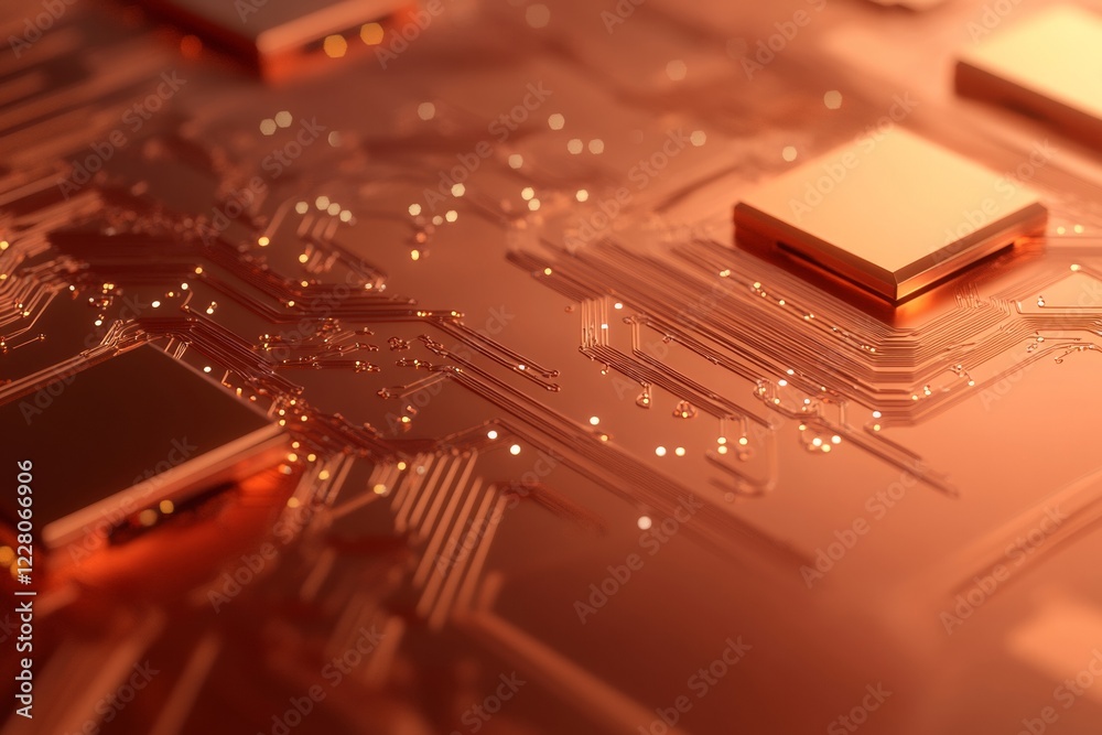 Poster Copper-Inspired Circuitry Modern Tech Artistry in Encrypted Data Networks - Sleek Futuristic Design for IT Security and Digital Marketing Innovations