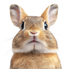 Obraz premium Cute rabbit displaying its features and expressive eyes in detail, isolated on a transparent background. PNG