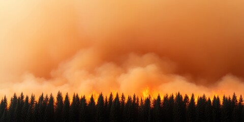 Contemporary Wildfire Analysis Dramatic Visual of Flames Engulfing Forest - Data Visualization for Environmental Science and Climate Action Strategies