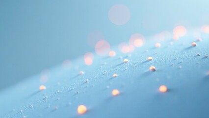 A blue background with a lot of small dots and a few larger ones. The dots are scattered all over the background and are of different sizes. The background is very bright and the dots are glowing