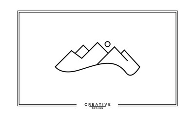Minimal mountain logo icon vector illustration design, mountain landscape line art design