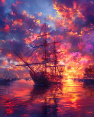 Obraz premium A giant ship completely blocking the horizon slowl_007