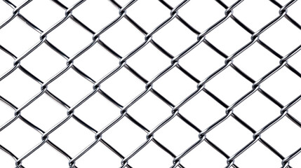 Close up view of a chain link fence on a transparent background, isolated on a transparent background. PNG