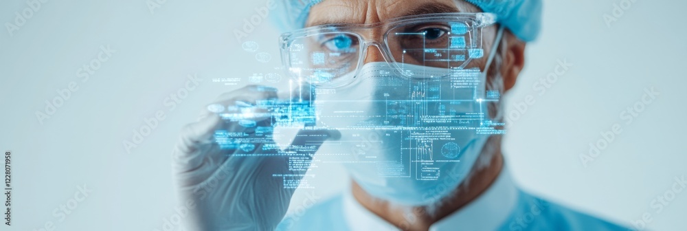 Aufkleber futuristic medical coordination healthcare professional analyzing holographic patient data in protec