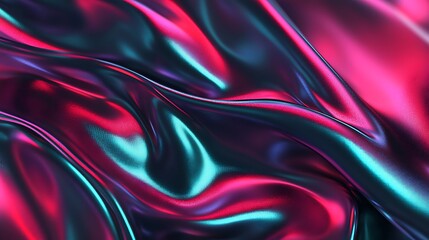 Obraz premium Abstract Draped Fabric with Iridescent Pink and Teal Hues